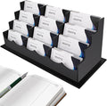 Vevitts Business Card Holder, Acrylic Business Card Display, Clear Desktop Business Card Stand for Exhibition, Home & Office Black 4 Tiers 12 Slots