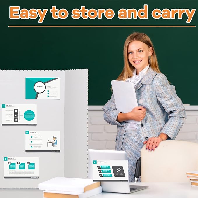 Ctosree 24 Pcs 48 * 36 Inch Tri Fold Poster Board Bulk, Science Fair Project Display Paperboard, Single Wall, Lightweight Presentation Board (White)