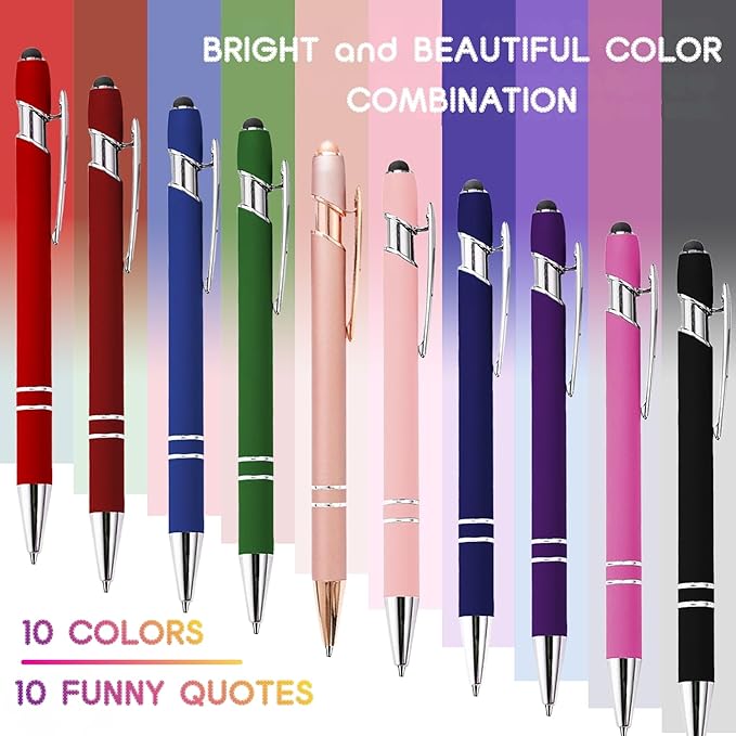 CRME 10pcs Motivational Pens Funny Pens for Adults Positive Affirmation Gifts Funny Office Decor Daily Essentials Suitable as Gifts for Various Parties and Holidays