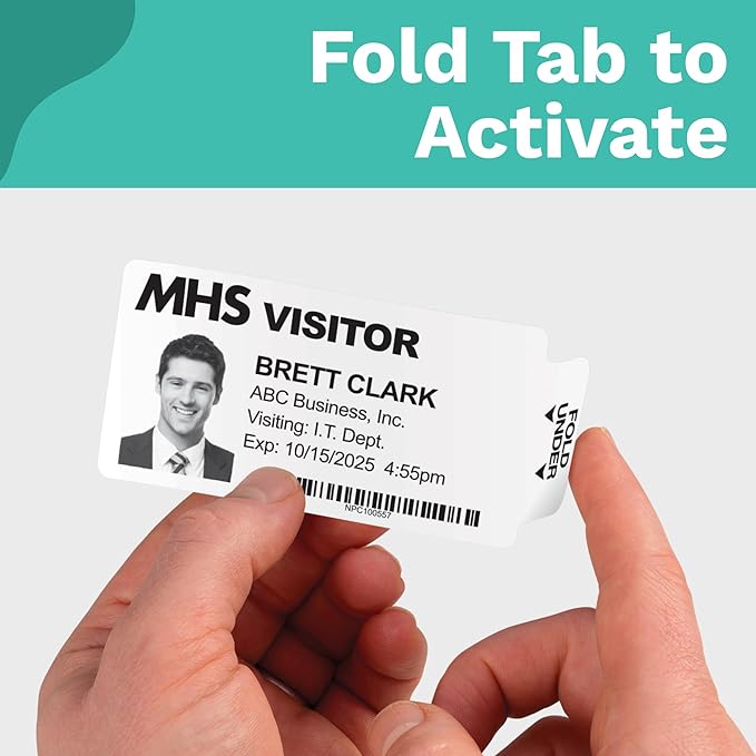 Threshold 4-Inch Tab Expiring Visitor Badges on a Roll | 4 Rolls (1,000 Badges) Compatible with Zebra/Dymo450/IDPRT/Seiko Direct Thermal Printers | Name Tags | Hospital, Office & Secretary Supplies