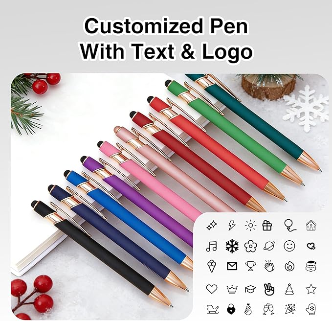CRME Bulk Custom Pens Personalized Customized Engraved Writing Pen with Name Logo Soft Grip Ball Point Pen for Men Women Smooth Writing Black Ink for Business School Office Supplies Dark Green Pens