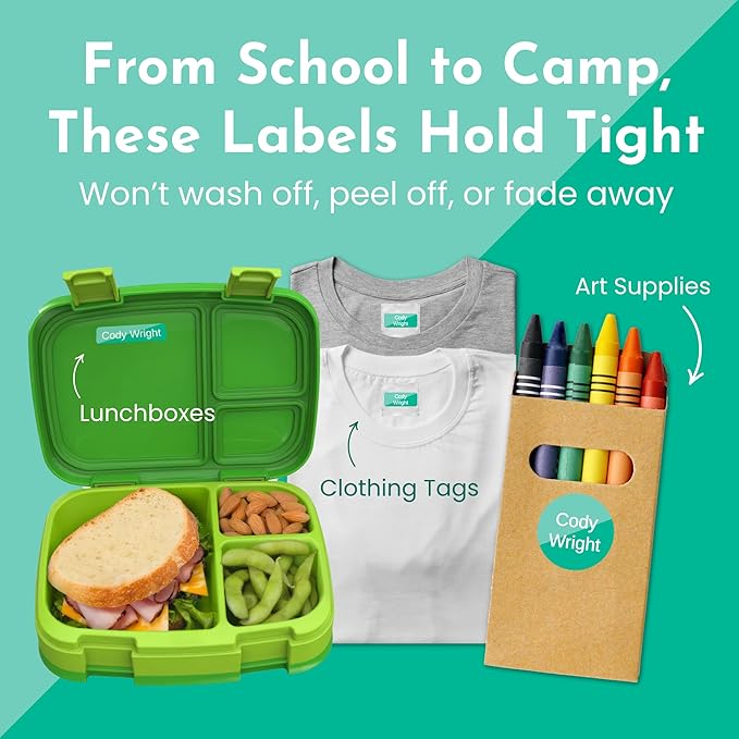 Name Bubbles - Basic Daycare Name Stickers for Kids (102 ct) Personalized Waterproof Name Labels for School Supplies, Clothing Tags, Baby Bottles, All Ages - Washable Stick-On Labels (Neutral Color)