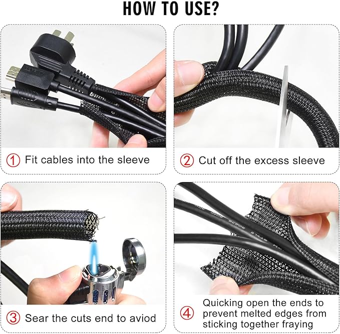 Moxita 10ft x 1 inch Cable Sleeve Split Wire Loom Tubing for Power, Audio, USB, Cord Management for TV, Computer, Protects from Pets Chewing, Black