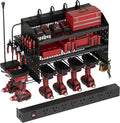 VDEVY Power Tool Organizer Wall Mount with Charging Station, 8 Outlet Heavy Duty Metal Garage Tool Storage Rack, 23 Inch 3 Tier Shelves for Workshop & Garage Organization