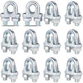 12PCS 3/8" M10 Zinc-Plated Wire Rope Clamps – Heavy Duty U-Bolt Cable Clips (Silver)