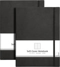 AHGXG Bullet Dotted Journal 2 Pack - B5 Large Journal Dot Grid Notebook (7.6'' X 10'') with Thick 120gsm Dot Paper, Soft Leather Cover, Total 384 Pages, Inner Pocket - Black