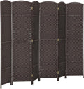 HOMCOM Room Divider, 6 Panel Folding Privacy Screen, 5.6' Tall Freestanding Wall Partition for Home Office, Bedroom, Brown
