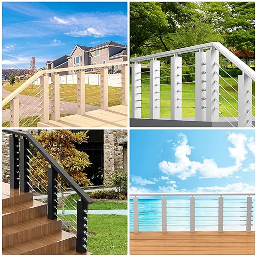 BLIKA 20 Pack 1/8" Invisible Cable Railing Kit and 20 Pack Cable Railing Adhesive Sleeves, Deck Wire Railing Kits for 2"×2" Wood/Metal Post, T316 Marine Grade