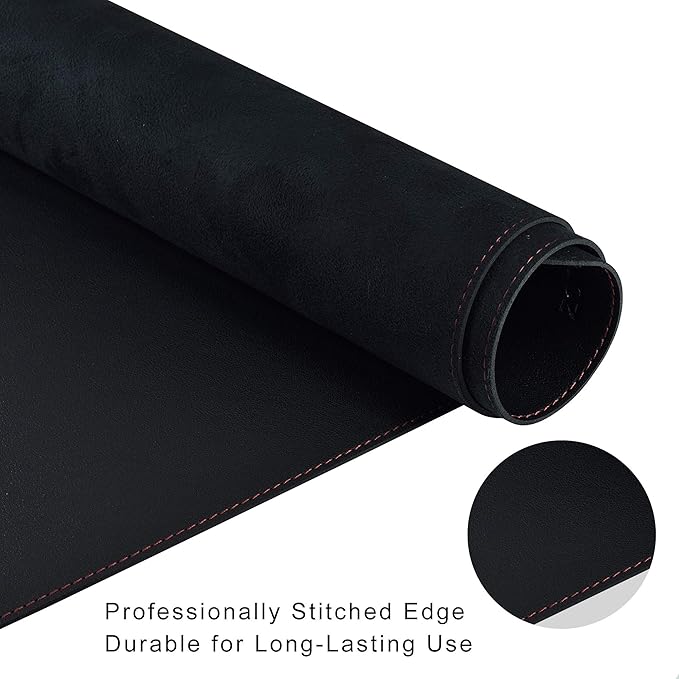 ZORESYN PU Leather Desk Pad (55.1"x15.8") - Waterproof Office Desk Mat for Keyboard and Mouse - Black Extended Mouse Pad with Nonslip Base