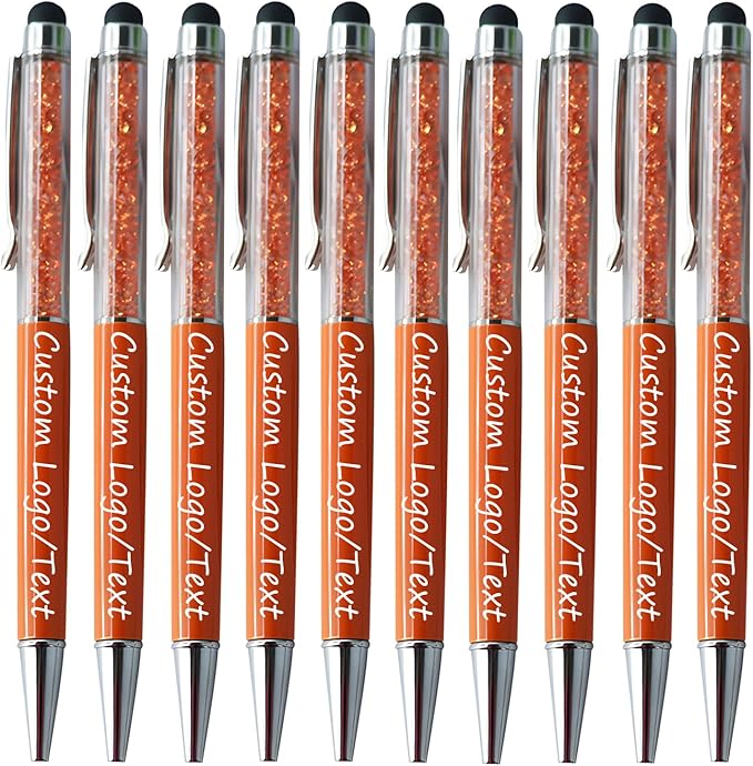 Yucold Customized Pens with Name/Logo - Touch Screen Stylus Ballpoint Pen, Perfect for Weddings, Business & Personalized Gifts (Orange,150)