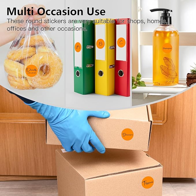 Orange 1 Inch Round Color Coding Labels with 4000 Dots, 4 Rolls - Bright Color Dot Stickers for File Folders, Inventory System - Highly Visible