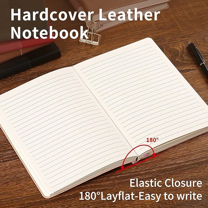 TSFPapier Lined Journal Notebook for Work College Ruled Note Book 7.2"x9.6" B5 PU Leather Daily Journaling 160 Pages for Women Men Writing Home School Supplies Business (Red)