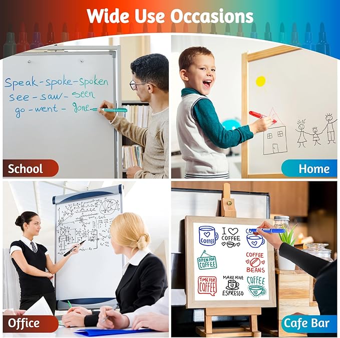 SUQJOY Dry Erase Markers, Fine Tip Whiteboard Markers, Low Odor Dry Marker, Fine Point Marker are pecfect for Whiteboard Mirrors Glass, 36 pack 4 Assorted Color Markers for School Office Home