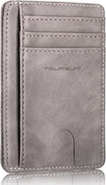 TOURSUIT Travel Minimalist Slim Front Pocket Wallet for Men Women, RFID Blocking Credit Card Holder Case (Grey)