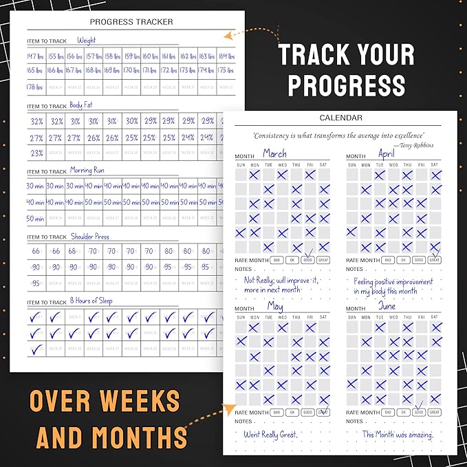 Nextnoid Hardcover Fitness Journal Workout Planner for Men & Women - A5(5.7" x 8.3") Sturdy Workout Log Book to Track Gym & Home Workouts