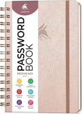 Clever Fox Password Book Spiral – Internet Address & Password Organizer with Laminated Alphabetical Tabs – Password Keeper Journal – Hardcover, Medium Size, 6.1x7.7” (Rose Gold)