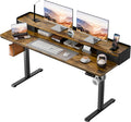 Homall Electric Standing Desk with 2 Drawers, Adjustable Height Computer Desk with Storage Sit Stand Table with Storage Shelf and Splice Board Quick Install for Home Office (Rustic Brown, 55 Inch)