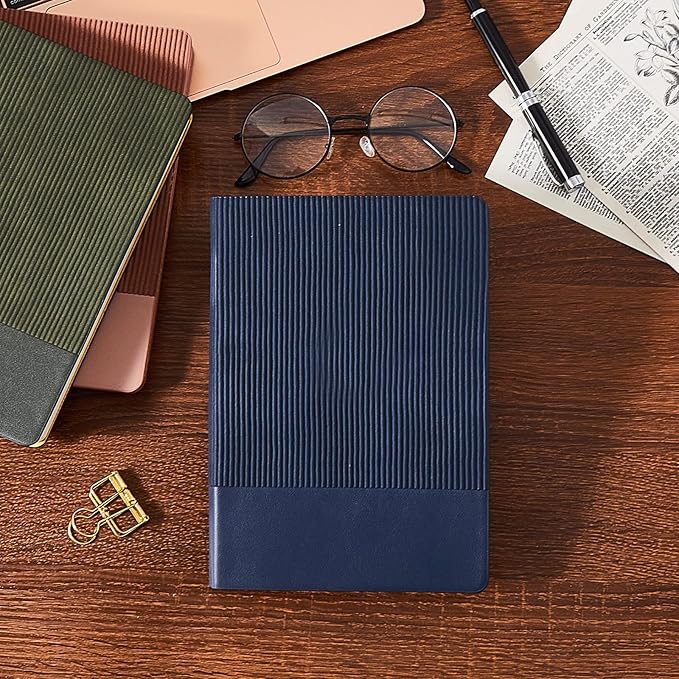 TSFPapier Lined Journal Notebook for Work College Ruled Note Book 5.79"x8.27" A5 PU Leather Daily Journaling 216 Pages for Women Men Writing Home School Supplies Business (Dark Pink)