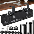 Under Desk Cable Organizer with Mesh Slot for Ventilation, Quick Mount with Clamp or Screws to Hold Fabric Cable Tray, Kit for Tidy Cord & Wire Management for Home Office Standing Desk