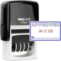 MaxMark Office Self Inking Date Stamp with Phrase Approved - 2 Color Blue/Red Ink