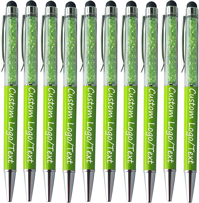 Yucold Customized Pens with Name/Logo - Touch Screen Stylus Ballpoint Pen, Perfect for Weddings, Business & Personalized Gifts (Grass green,50)
