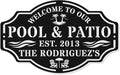 Personalized Name Metal Pool Sign,Patio Signs for Outside, Custom Pool Bar Sign, Backyard Oasis Sign,Patio Decor Outdoor,Pool Tropical Coastal Decor,Pool Decorations Outdoor