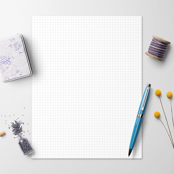 321Done Double Sided Graph Paper Notepad, 0.20 Grid, 8.5x11, Made in the USA, Quad Ruled Pad for Writing, Drawing, Sketching, Journaling, Planning (50 Sheets) Thick Paper, Squares on Both Sides