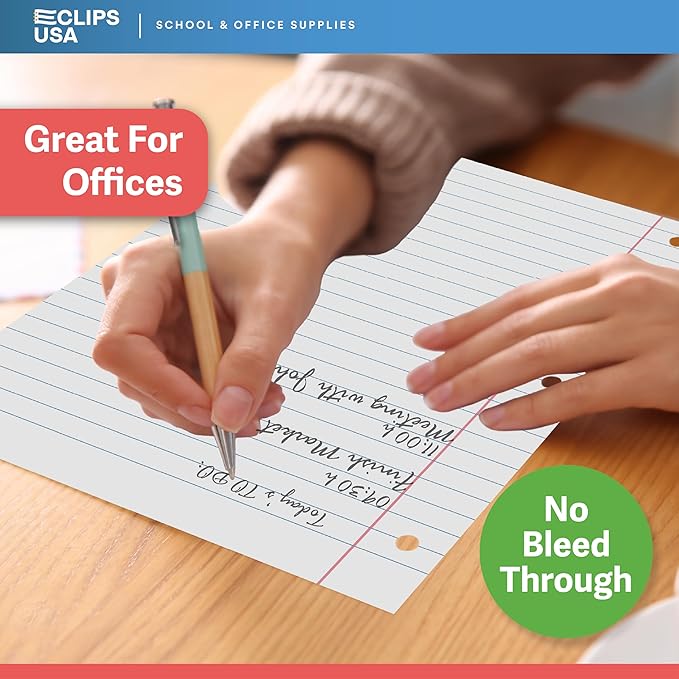 Loose Leaf Paper College Ruled Notebook Paper College Ruled Lined Writing Filler Paper 10.5” x 8” 1800 Sheets 150 Sheets Per Pack 60 gsm (12 Pack)