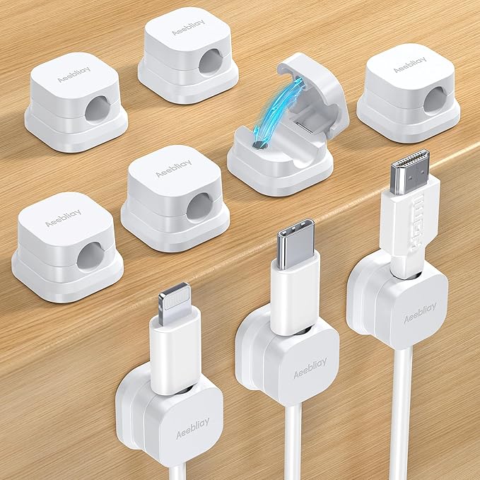9 Pack Magnetic Cable Clips Cord Holder, Desk Cable Management Accessories, Cord Clips, Adhesive USB Wire Holder Keeper Organizer for Home Office Desk Phone Car Wall Desktop Nightstand cable organizer