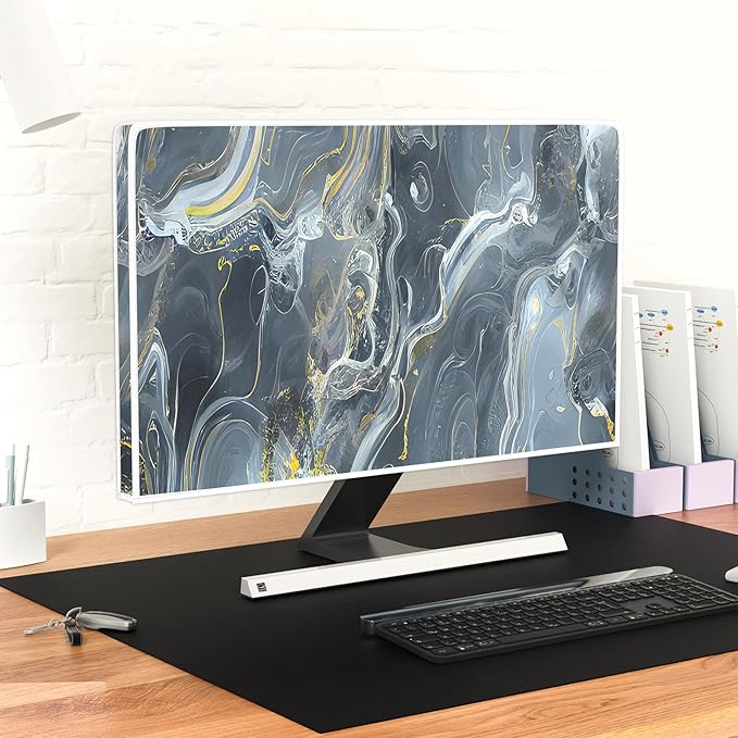 Baocicco Gray Gold Marble Waterproof 70 Inch TV Dust Cover Anti-Static Dustproof Protective Aesthetic Texture Screen TV Covers Full Body Cover for Television Screen Desktop PC LED LCD OLED