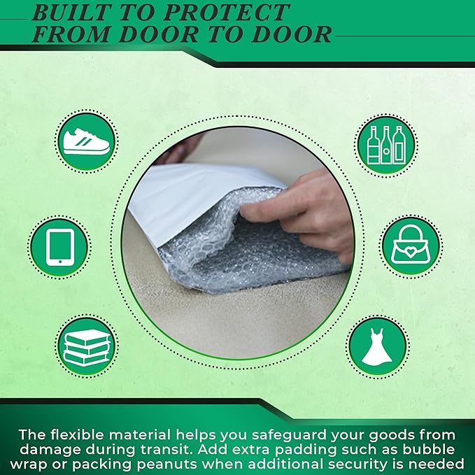 500 Pack Secure Seal White Poly Mailers Shipping Bags - Safe Shipping with 14x17 Mailers Poly Bags - E-Commerce Poly Bags for Shipping - Self Sealing 2 Mil Poly Shipping Envelopes