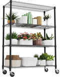 M MZG 4 Tiers Shelf 2640 lbs Steel Storage Shelving Utility Shelving Unit Steel Organizer Wire Rack for Home,Kitchen,Office,Garage Black 23.6" D x 53.1" W x 73.6" H