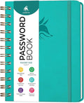 Clever Fox Password Book Spiral – Mini Internet Address & Password Organizer with Laminated Alphabetical Tabs – Small Password Keeper Journal – Hardcover, Pocket Size, 4.7x5.7” (Turquoise)