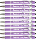 HEYZARDA Personalized Pens with Name Text Logo Custom Ballpoint Pen for Business Office Events with Stylus for Touchscreen 10 Pcs Purple