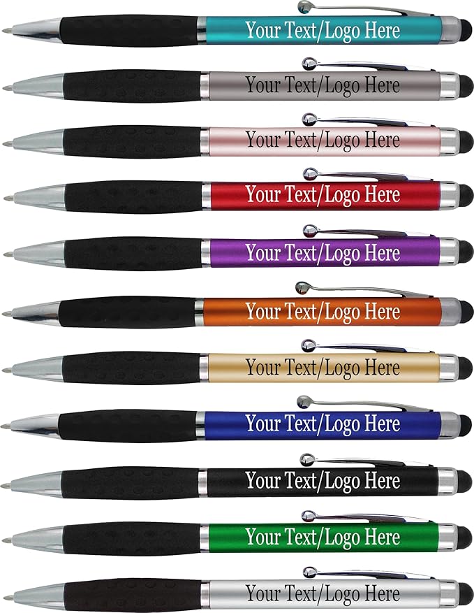SyPen Personalized Pens With your Custom Logo or Text-600 Pack Bulk-for Businesses, Parties, and Events, 2 in 1 Ballpoint Pen & Stylus forTouchscreen Devices, Rose Gold Barrel, Black Ink