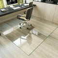 Koonmi Tempered Glass Chair Mat for Hardwood Floors & Carpets, 60" x 80“ Transparent Heavy Duty Office Floor Protector with Noise-Free Gliding Shatterproof for Home Office Desk