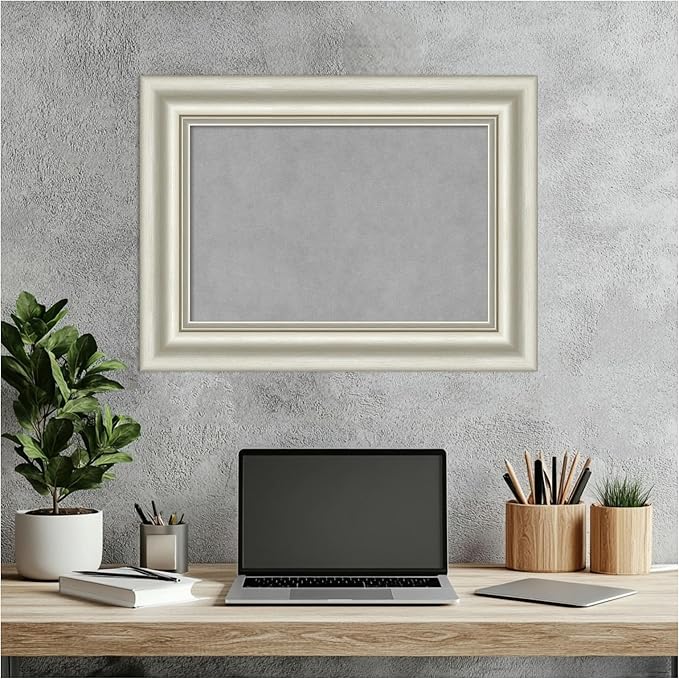 Amanti Art Silver Framed Magnetic Board 18x24 Small Vision Board for use with Magnets, 100% Metal Sheet to Display Items as Office Decor or for Home Organization in mudroom, Kitchen or Kids Room
