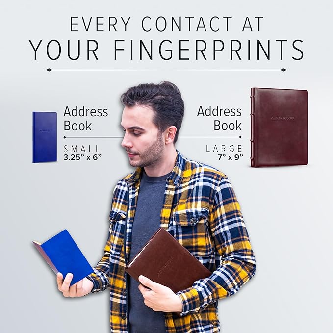 Gallery Leather Large Address Book with Alphabetical Tabs up to 480 records, Leather Notebook Hardcover, Telephone and Address Books - 9x7, Desk Address, Acadia Burgundy