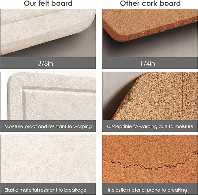 Bulletin Board, 24 x 18 inches Decorative Felt Pin Board, Vision Board Cork Board Alternative for Wall, Foldable Photo Board with 20 Pushpins - Oatmeal