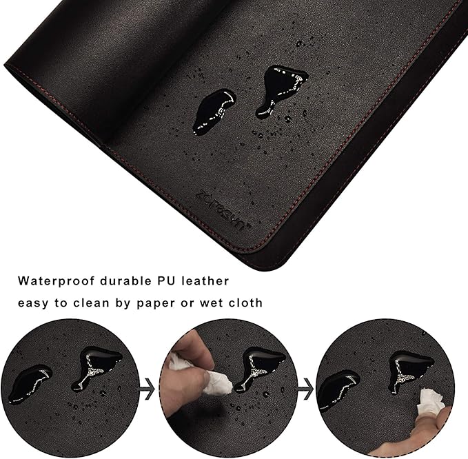 ZORESYN Waterproof PU Leather Desk Pad (63.0"x15.8") - Office Desk Mat for Keyboard and Mouse - Black Extended Mouse Pad with Nonslip Base for Home & Office