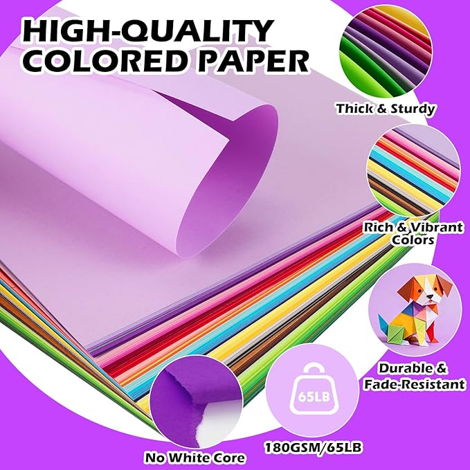 160 Sheets 8.5" X 11" Colored Cardstock, 80 Assorted Colors 180 GSM/65 LB Construction Paper Card Stock Printer Paper for Printing, Card Making, DIY Crafts, Kids School Supplies,Party Decorations
