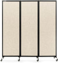 Upgrade Version Room Partition and Divider, Freestanding Rolling Dividers with Wheels,Office Privacy Screen Divider Wall,Classroom Felt Dividers,6'L* 6'7"H,3 Panel,Beige