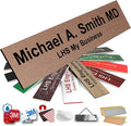 Engraved Name Plates for Door Sign Personalized Textured Copper Plastic Plaque with Black Letters - Made in USA 2x8 M2