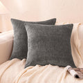 Amazon Basics Chenille Throw Pillow Covers, Home Decor Cushion Cover for Bedroom Living Room Couch Bed, 22" W × 22" L, Dark Gray