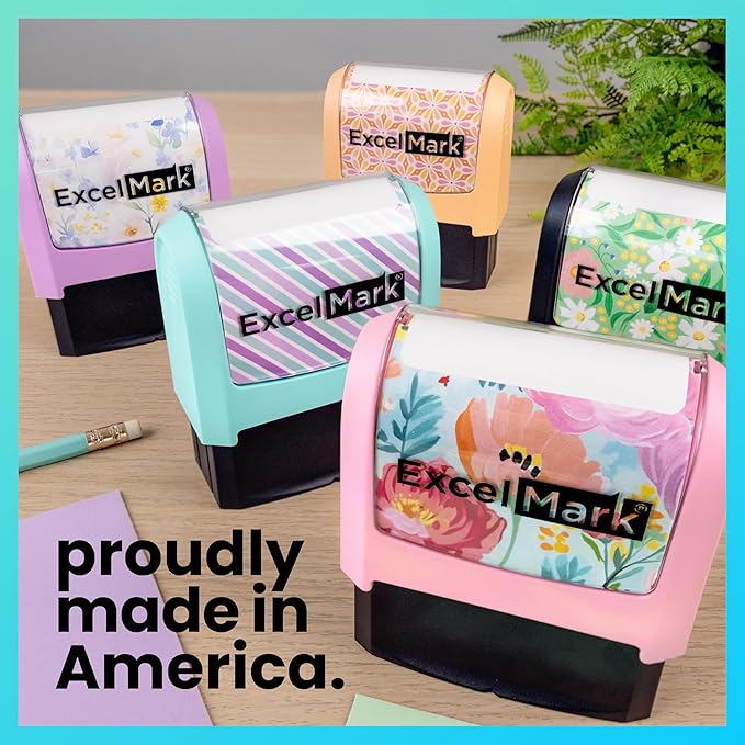ExcelMark Address Stamp - Custom Return Address Stamp with Elegant Designs, Vibrant Colors & Patterns – Perfect for Mail, Invitations & Gifts (Pink Mount, The Statement)