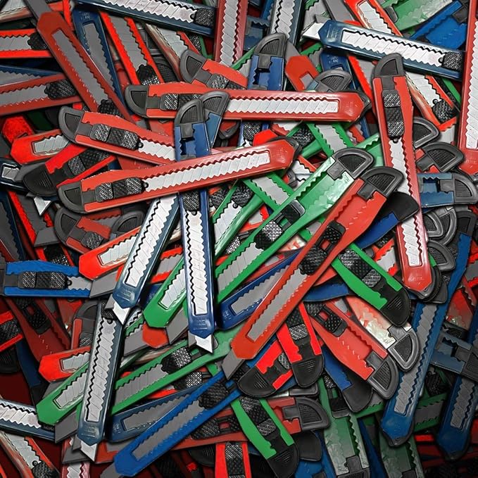 Online Best Service Utility Knife Box Cutter Retractable Blade Snap off Razor Knife with Safety lock 5inches Wholesale lot (96 Pack)