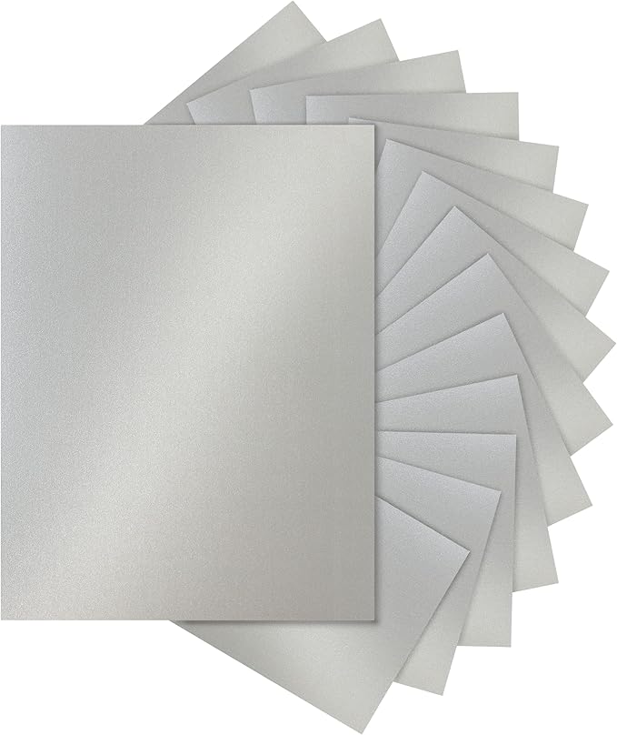 Silunkia 120 Sheets Shimmer Silver Cardstock 8.5 x 11 Craft Paper, 250gsm/92lb Heavyweight Certificate Paper Card Stock for DIY Card Making, Wedding Invitations, Thank You Cards, Business Cards