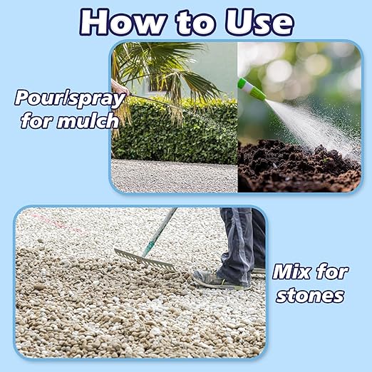 YOBTOP Rock Glue for Landscaping - 1 Gallon Professional Strength Mulch Glue for Rocks Pea Gravel Pine Straw | Non-Toxic Fast-Drying Weather-Resistant for Patios Walkways Driveways Garden Borders