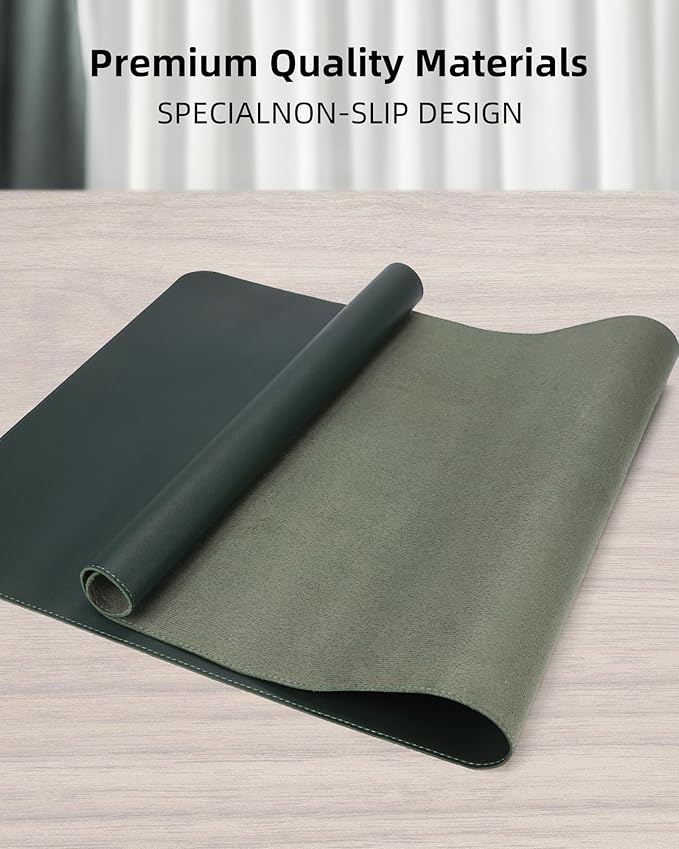 Large Desk Mat 55"x17" - Premium Non-Slip Desk Pad, Waterproof and Scratch-Resistant Office Desk Protector, Large Desk pad Workspace Mat for Home and Office(Dark Green)