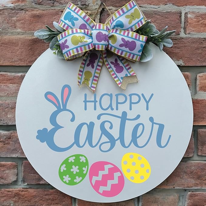 Wood front door sign Wood sign Home decor Welcome sign Sign for front door House warming gift Wedding gift (Happy Easter, 22" Width)